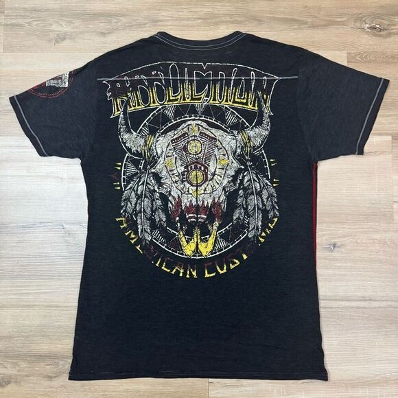 Affliction Men's L Short Sleeve Graphic Tee Live Fast Motors Distressed Black - Picture 5 of 5